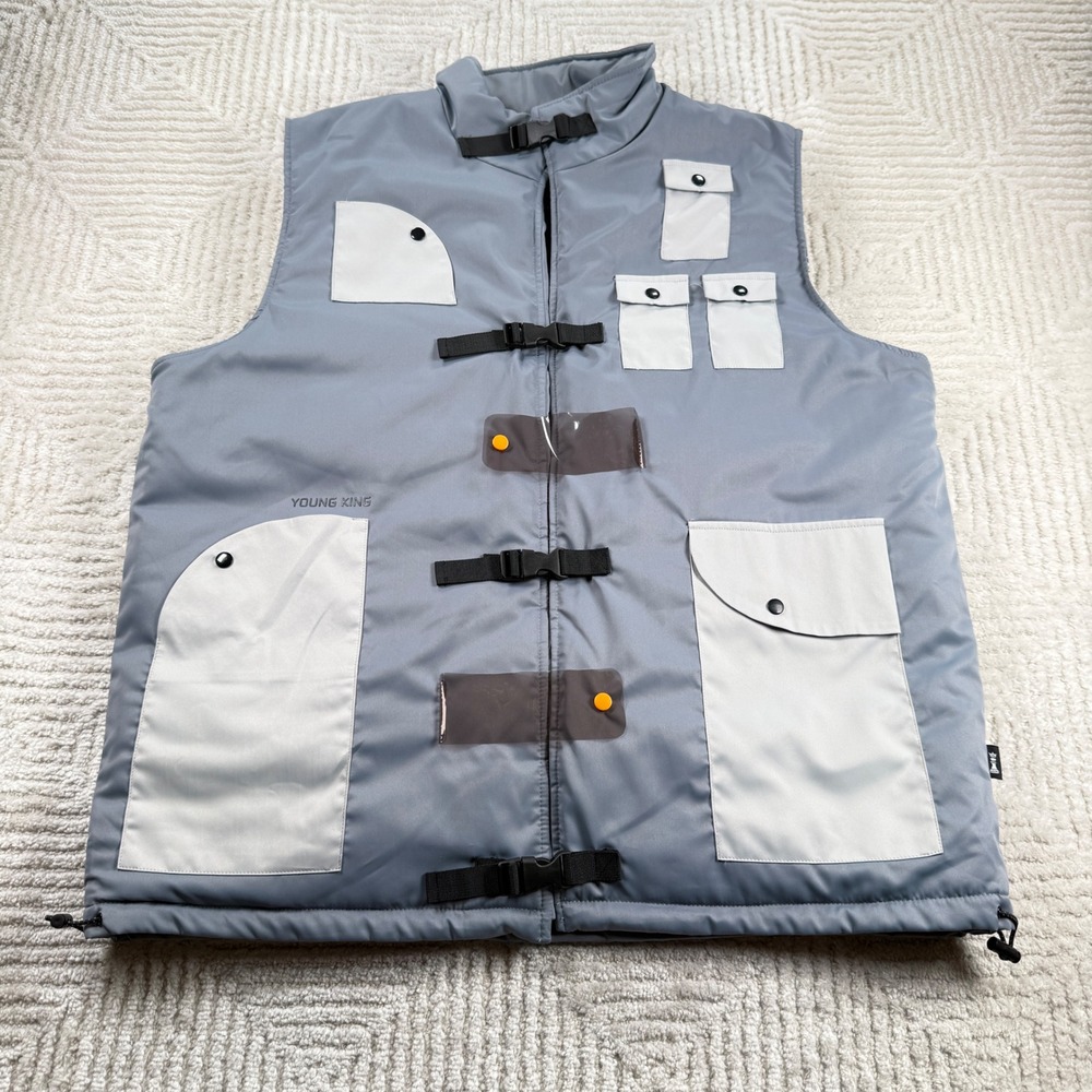 The Hideout Clothing x YK Osiris Tactical Vest Mens 2XL Grey Street Hip Hop Rap